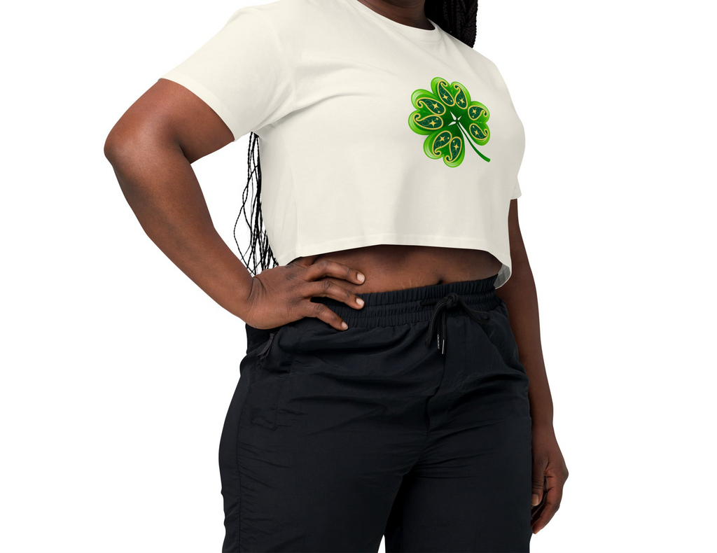 BIBS Custom Design Paisley 4 Leaf Clover Women’s crop top