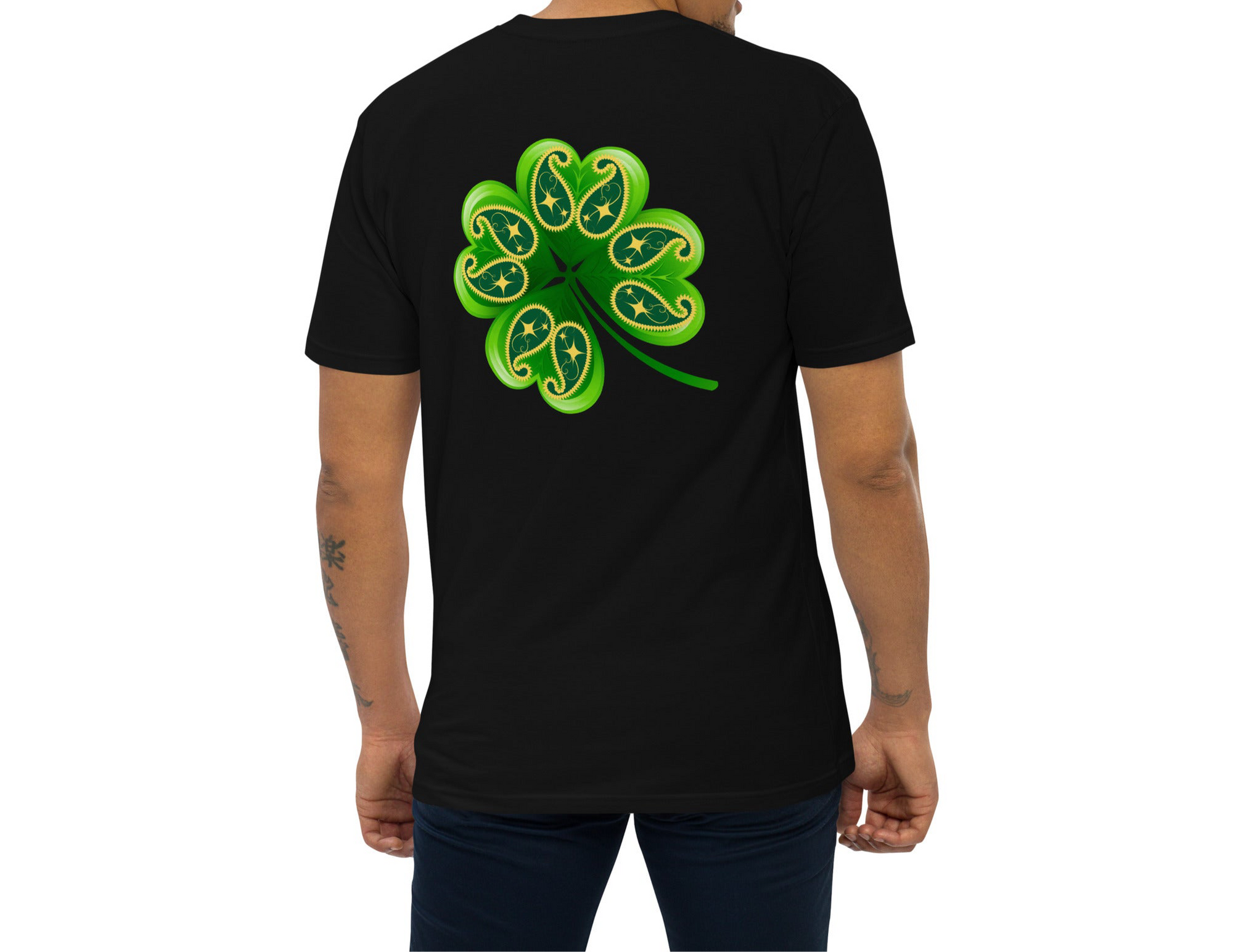 Neon Green Custom Paisley Clover premium heavyweight tee