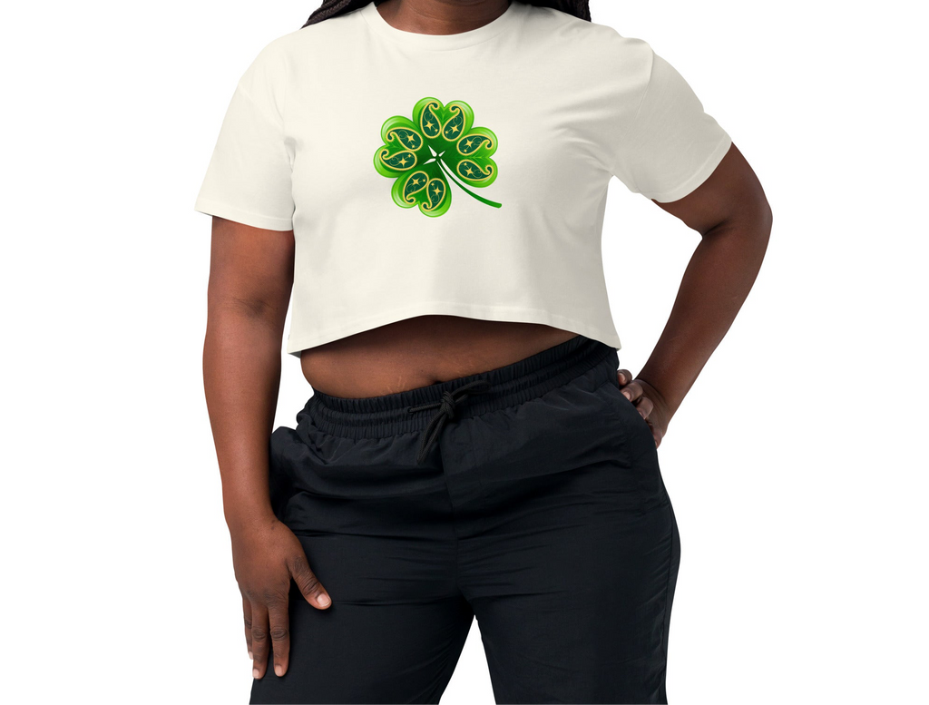 BIBS Custom Design Paisley 4 Leaf Clover Women’s crop top