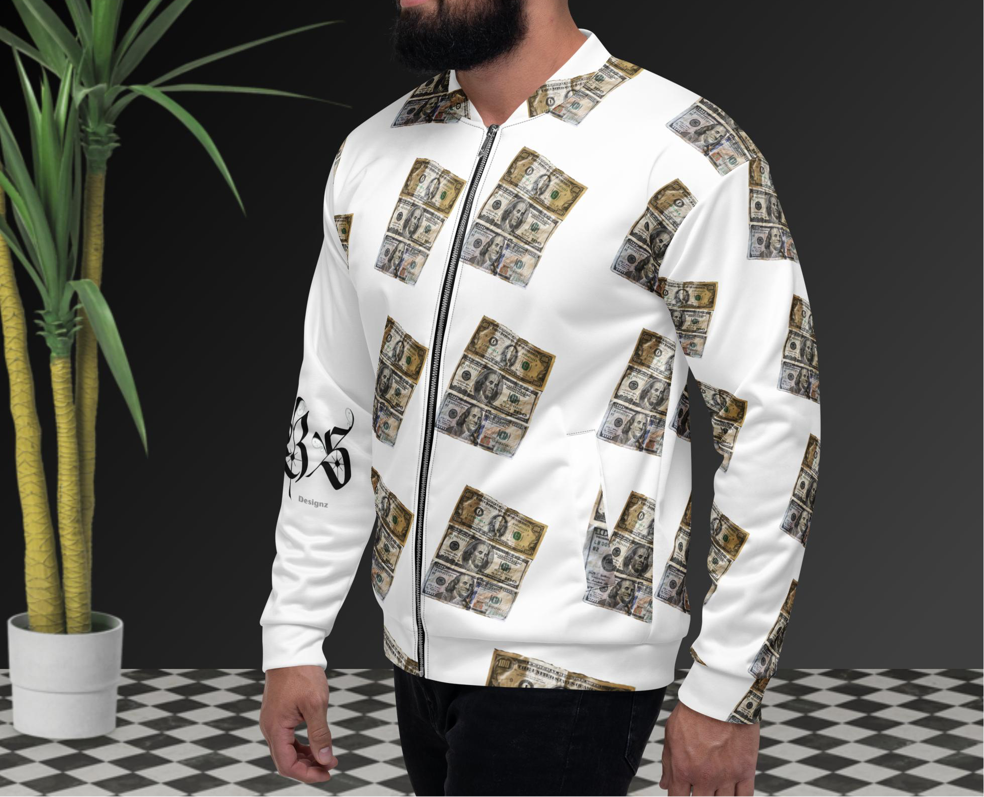 Zip Up Benjamins On You Unisex Bomber Jacket