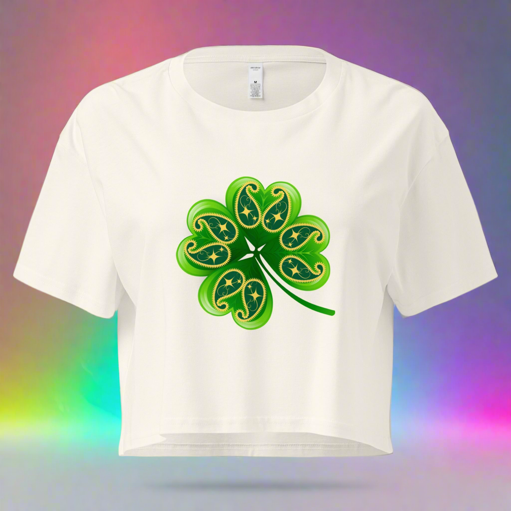BIBS Custom Design Paisley 4 Leaf Clover Women’s crop top