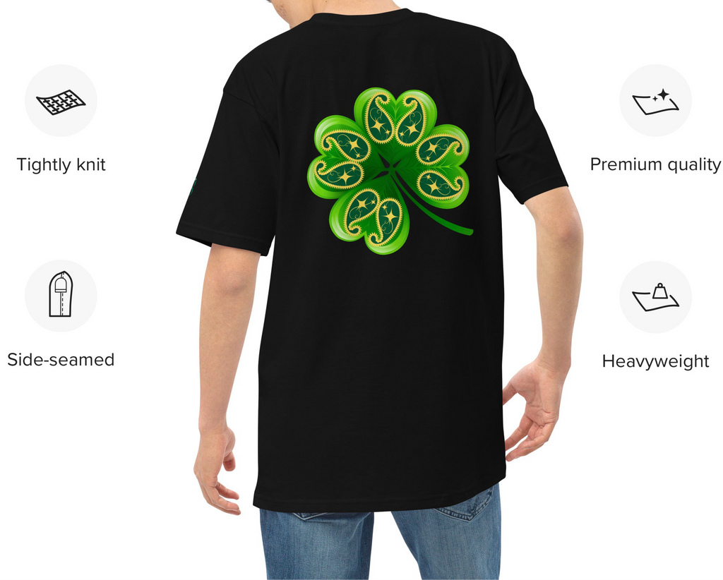 Neon Green Custom Paisley Clover premium heavyweight tee