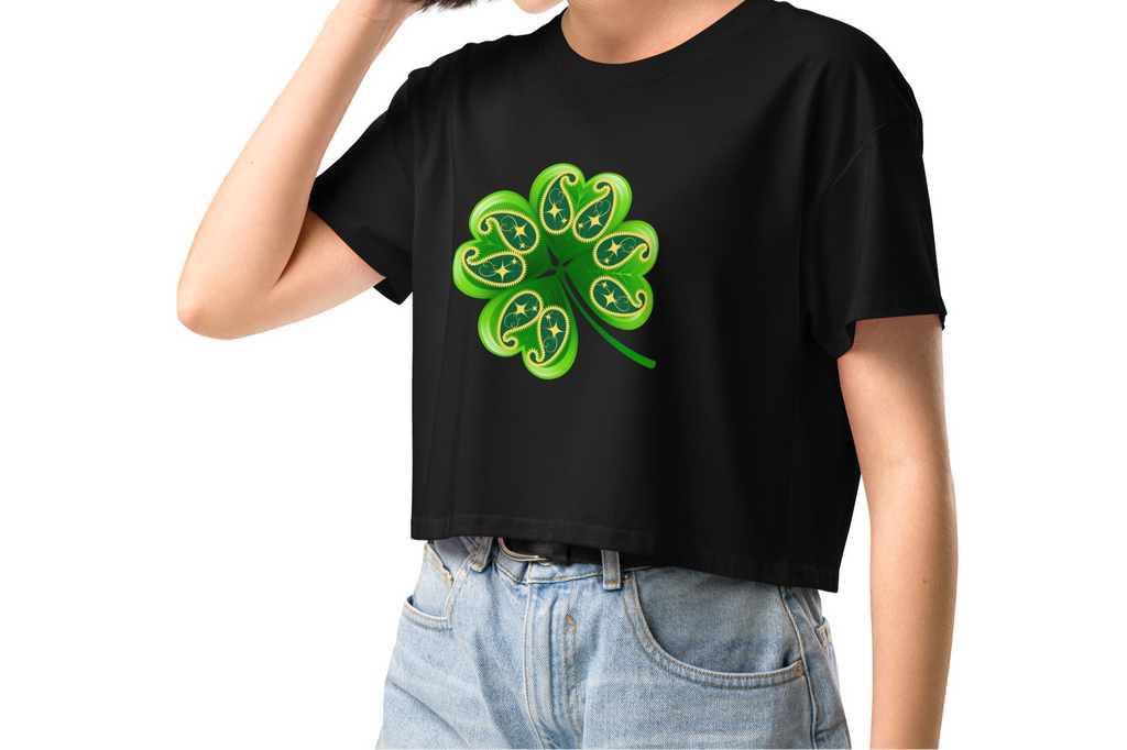 BIBS Custom Design Paisley 4 Leaf Clover Women’s crop top