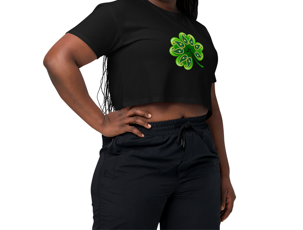 BIBS Custom Design Paisley 4 Leaf Clover Women’s crop top