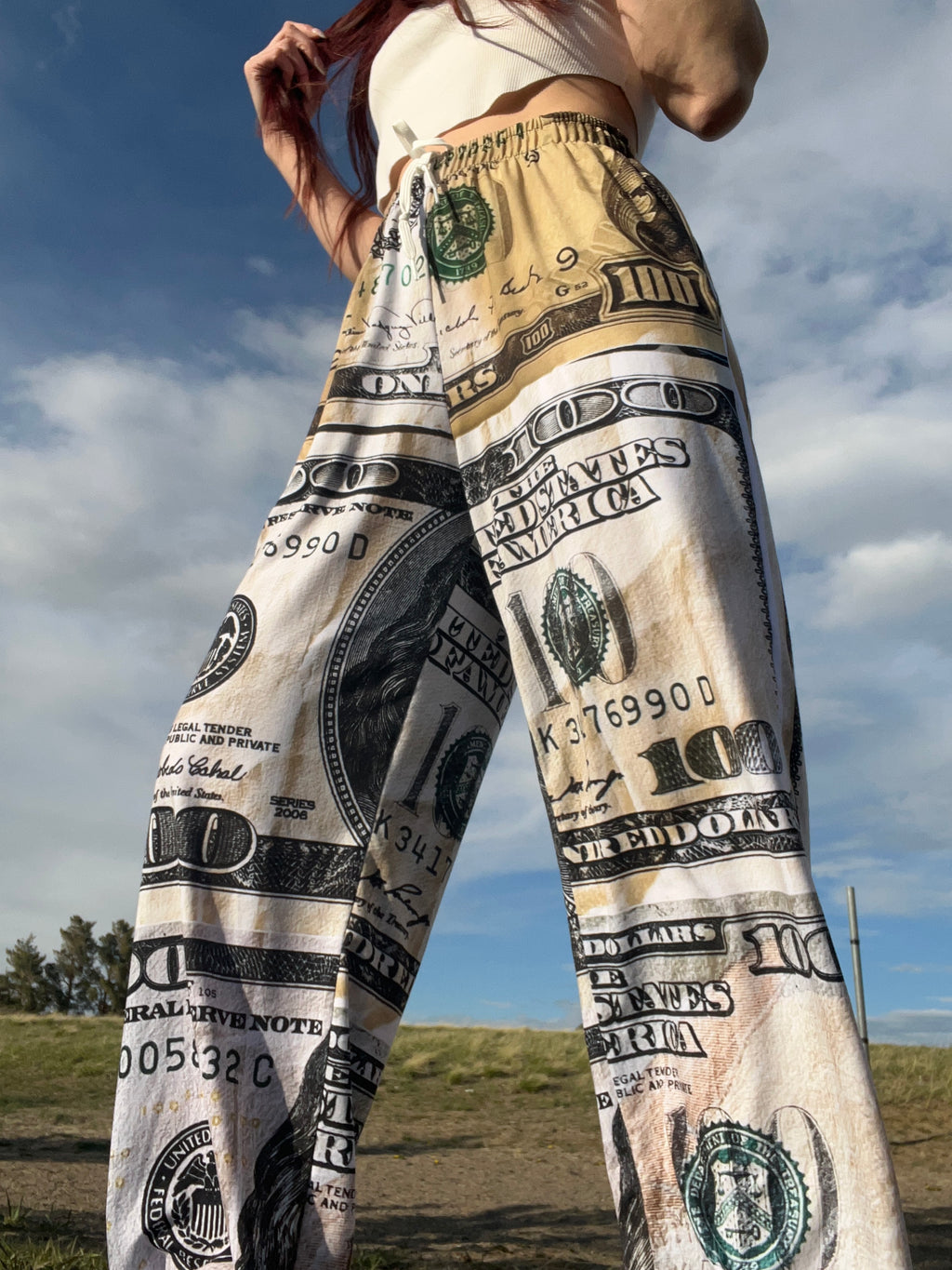 Benjamins Old 2 New All-over print unisex wide-leg pants