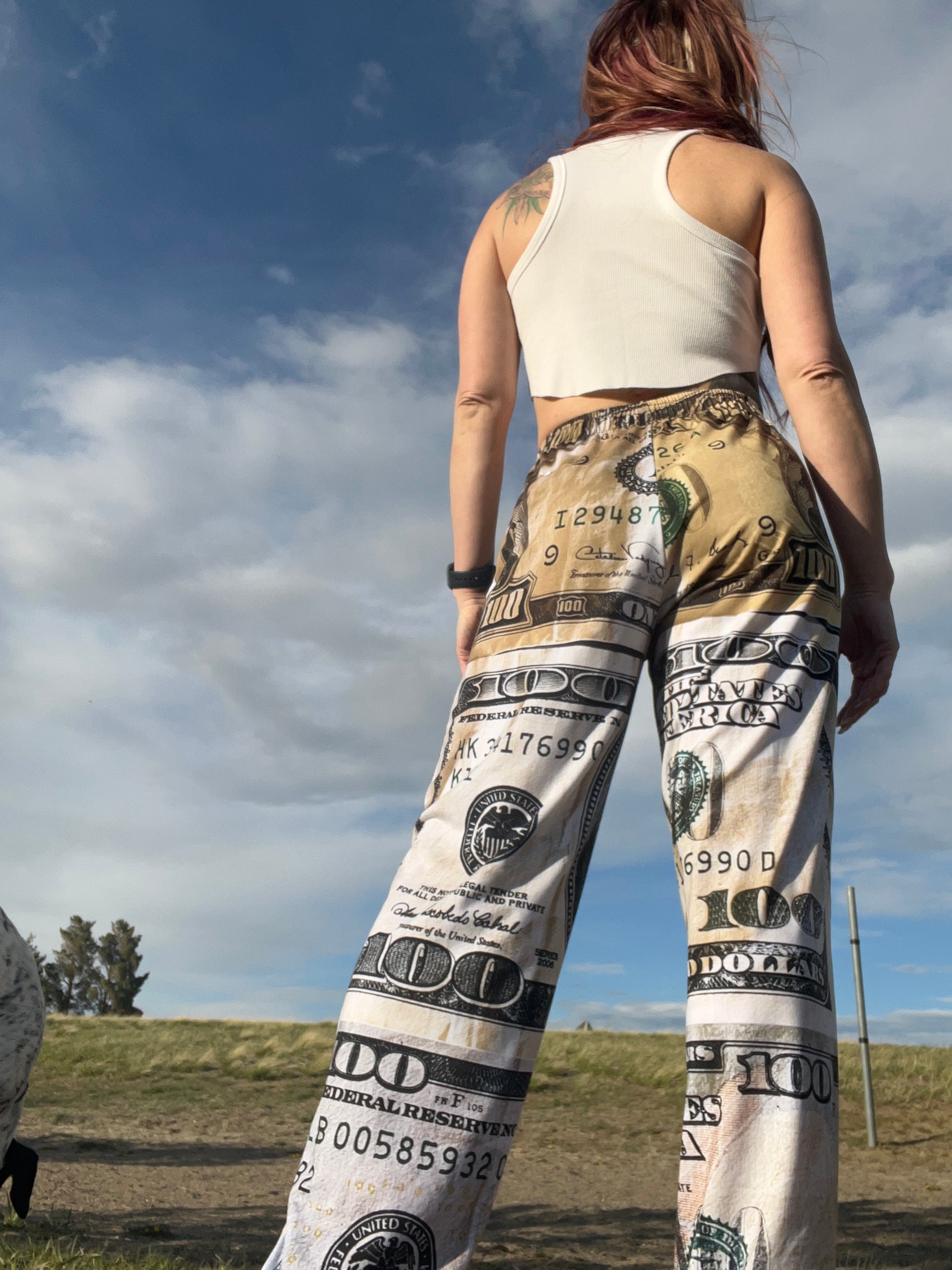Benjamins Old 2 New All-over print unisex wide-leg pants