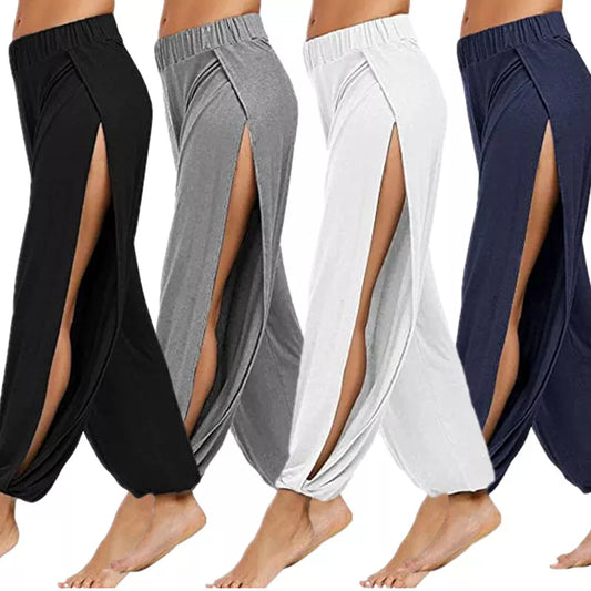 Stretch in Style Yoga High Waisted Side Slit Activewear Pants