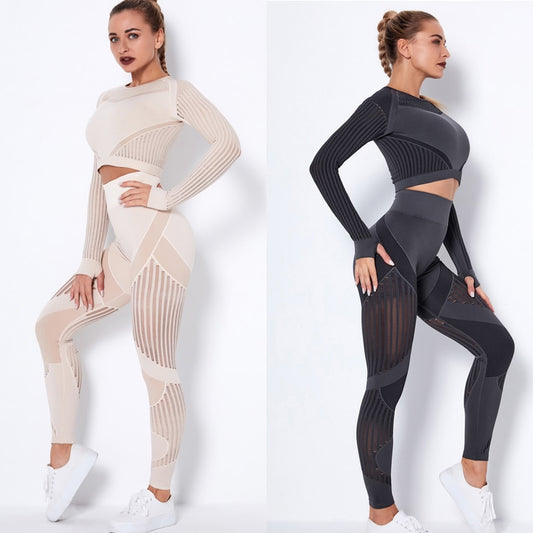 Seamless Sweat Workout Sets Yoga fit Tracksuit High Waisted Leggings Crop Top Gym Hot