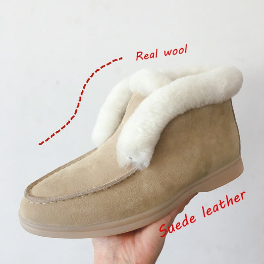 Heavenly Soft Holy Cow-Suede-Leather Low Cut NATURAL FURR SLIP ON Boots