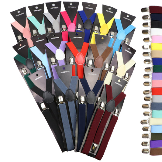 Solid Color Elastic Leather Suspenders Several Color Options with Adjustable Straps