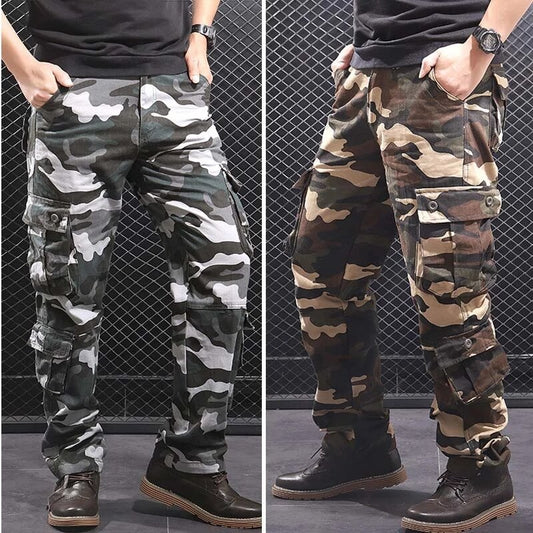 Condition in Camo Cargo Pants Multi Pocket Tactical Camouflage Pant Military Army Straight Slacks Loose Trousers Camo Work Overalls Men