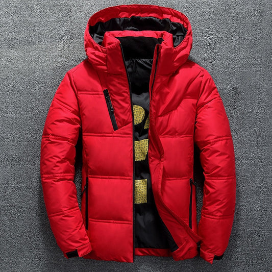 Classic Casual Collar Puffer Mens Winter Down Jacket With Hood